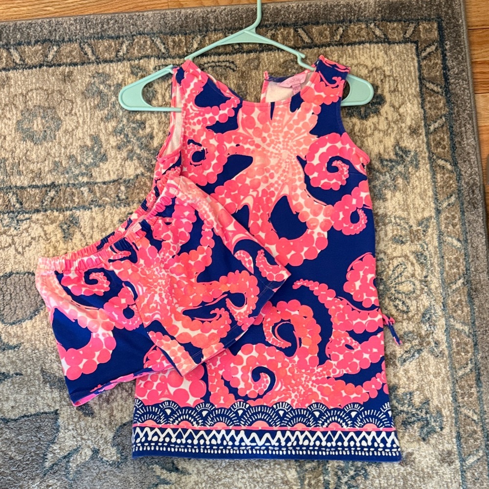 Lilly Pulitzer Pink and Blue Floral 2 piece romper
